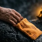 Spiritual Japa Mala kept safely inside a protective cotton bag